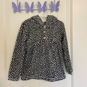 EUC Carter’s toddler girl’s leopard print button neck wool lined fleece jacket 5